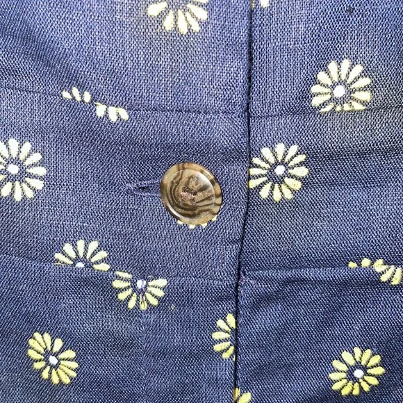 JCrew Factory V-neck button front dress in linen/cotton; Sz 6; style L6981; navy - Picture 6 of 12